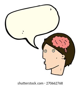 cartoon man with brain symbol with speech bubble