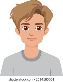 Cartoon man with brown hair smiling