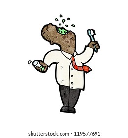 cartoon man brushing teeth before work