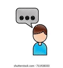cartoon man with bubble speak dialog chat