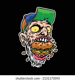 cartoon man burger horror illustration perfect for design