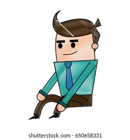 cartoon man business sitting image