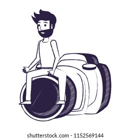 cartoon man and camera 