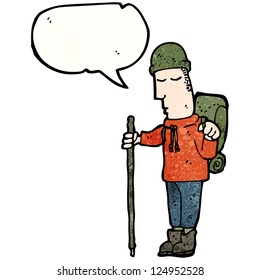 cartoon man in camping gear