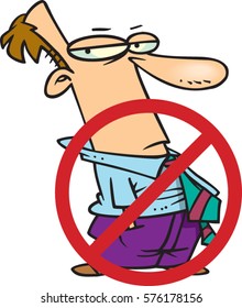 cartoon man with cancelled or do not sign over him