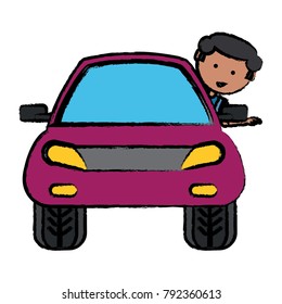 cartoon man and car icon