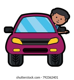 cartoon man and car icon