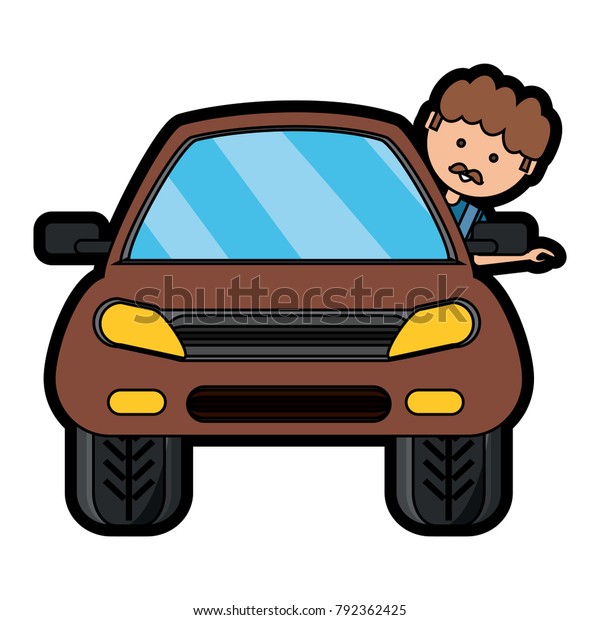 cartoon man and car\
icon