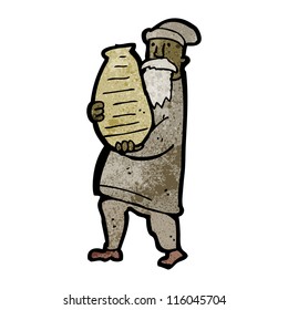 cartoon man carrying clay pot