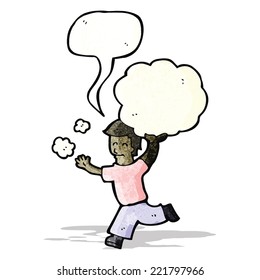 cartoon man carrying cloud