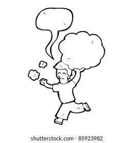 cartoon man carrying a floaty cloud