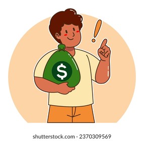 Cartoon man carrying sack of money	