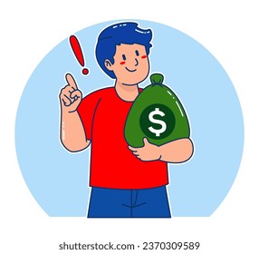 Cartoon man carrying sack of money	