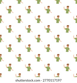 Cartoon man character repeating pattern portraying a warning and an aggressive attitude