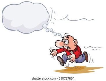 Cartoon Man chasing his idea.