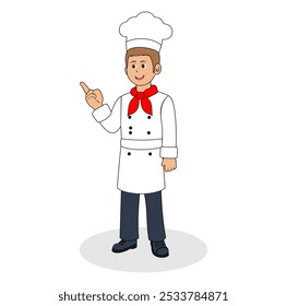 Cartoon Man Chef Pointing Vector Illustration