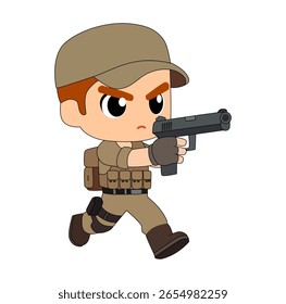 Hombre de dibujos animados Chibi Army Simple Design Icon Digital