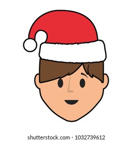 cartoon man with christmas hat icon