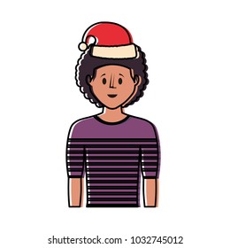 cartoon man with christmas hat icon