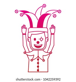 cartoon man with clown mask jester hat funny