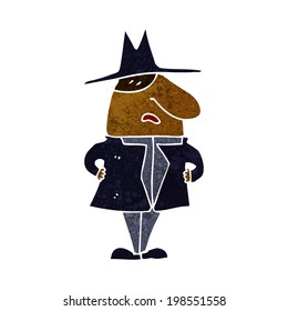 caricaturista con abrigo y sombrero