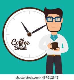 cartoon man coffee break graphic