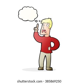 caricaturista con queja de burbuja de pensamiento