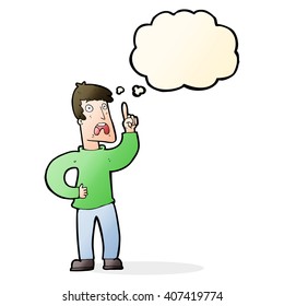 cartoon man with complaint with thought bubble