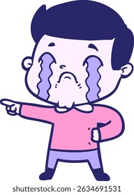 homem de desenho animado chorando em cores neon brilhantes