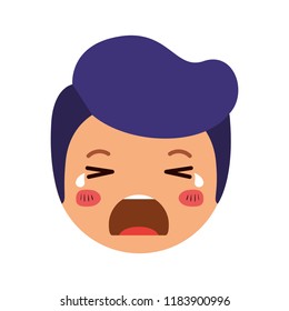 cartoon man crying head kawaii character