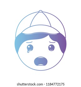cartoon man crying head kawaii character