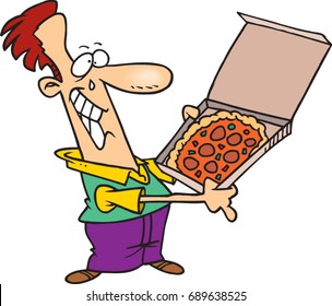 cartoon man crying with joy for his pizza