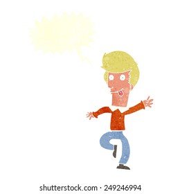 cartoon man dancing with speech bubble
