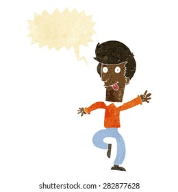 cartoon man dancing with speech bubble