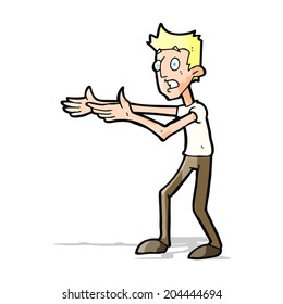 cartoon man desperately explaining