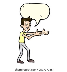 cartoon man desperately explaining with speech bubble