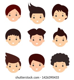 Cartoon man different face. Vector illustration in flat design.