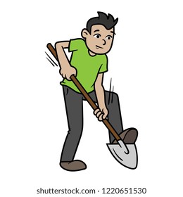 cartoon shovel digging clipart