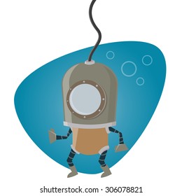cartoon man in diving suit