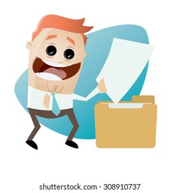 cartoon man with document and folder