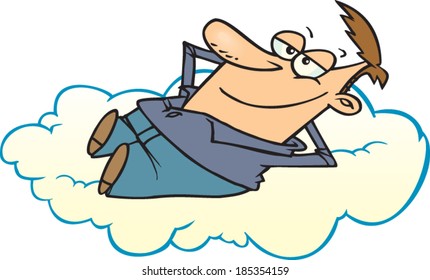 Cartoon Man Dreaming On Cloud Stock Vector (Royalty Free) 185354159