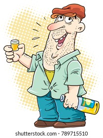 cartoon man drinking