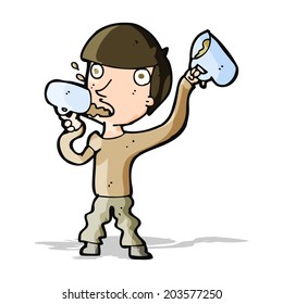 cartoon man drinking beer