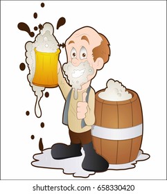 Cartoon man drinking beer