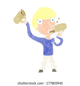 cartoon man drinking lots of coffee