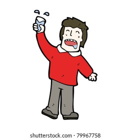 cartoon man drinking messily