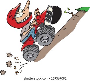 Cartoon Man Driving An ATV