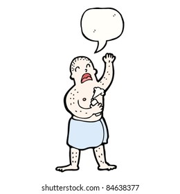 cartoon man drying self after shower