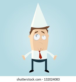 Cartoon Man With Dunce Cap