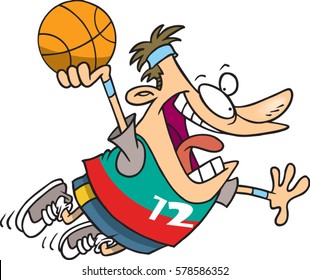 Cartoon Man Dunking A Basketball